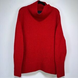 Cynthia Rowley Red Oversized Turtleneck Sweater M Cozy Knit Pullover